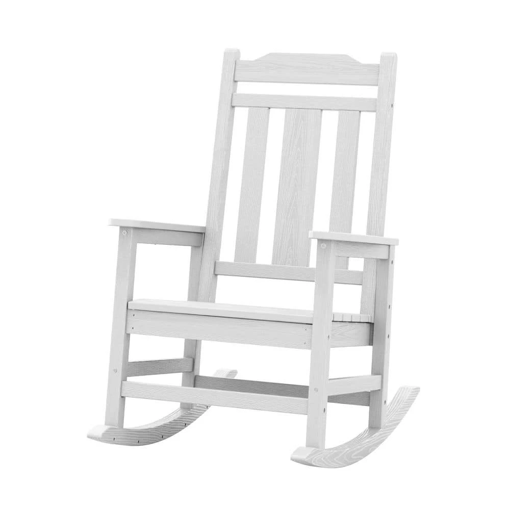 White HDPE Plastic Adirondack Chair Outdoor Rocking Chair For Patio And Garden (1-Pack) 8 White HDPE Plastic Adirondack Chair Outdoor Rocking Chair For Patio And Garden (1-Pack) - Image 8
