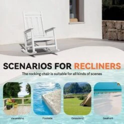 White HDPE Plastic Adirondack Chair Outdoor Rocking Chair For Patio And Garden (1-Pack) 10 White HDPE Plastic Adirondack Chair Outdoor Rocking Chair For Patio And Garden (1-Pack) -Jearey jearey plastic adirondack chairs jctrty wh 4f 1000