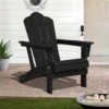Black Folding HDPE Outdoor Patio Plastic Adirondack Chair With Ergonomic Design (1-Pack)