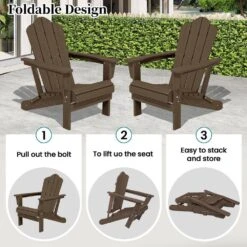 Brown Folding HDPE Outdoor Patio Plastic Adirondack Chair With Ergonomic Design (1-Pack) 14 Brown Folding HDPE Outdoor Patio Plastic Adirondack Chair With Ergonomic Design (1-Pack) -Jearey jearey plastic adirondack chairs jjydy br 76 1000