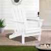 White Folding HDPE Outdoor Patio Plastic Adirondack Chair With Ergonomic Design (1-Pack)