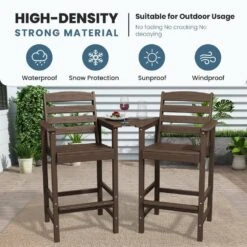 Coffee Brown Modern HDPE Plastic Adirondack Chairs, Outdoor Bar Stools With Connecting Tray (Set Of 2) 13 Coffee Brown Modern HDPE Plastic Adirondack Chairs, Outdoor Bar Stools With Connecting Tray (Set Of 2) -Jearey jearey plastic adirondack chairs jysrgby coffee 1f 1000