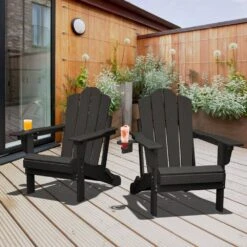 1-Piece HDPE Folding Adjustable Adirondack Chair In Gary -Jearey jearey plastic adirondack chairs peydtjy gary 31 1000