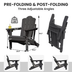 1-Piece HDPE Folding Adjustable Adirondack Chair In Gary -Jearey jearey plastic adirondack chairs peydtjy gary 4f 1000