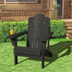 1-Piece HDPE Folding Adjustable Adirondack Chair In Gary