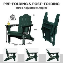 1-Piece HDPE Folding Adjustable Adirondack Chair In Green -Jearey jearey plastic adirondack chairs peydtjy green 4f 1000