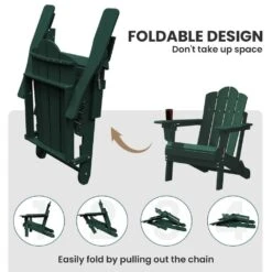 1-Piece HDPE Folding Adjustable Adirondack Chair In Green -Jearey jearey plastic adirondack chairs peydtjy green fa 1000