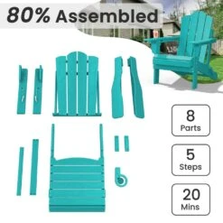 1-Piece HDPE Folding Adjustable Adirondack Chair In Tiffany Blue -Jearey jearey plastic adirondack chairs peydtjy tfn 1f 1000