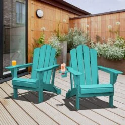 1-Piece HDPE Folding Adjustable Adirondack Chair In Tiffany Blue -Jearey jearey plastic adirondack chairs peydtjy tfn 31 1000