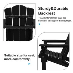 HDPE Classic Black Folding Plastic Adirondack Chair (1-Pack) -Jearey jearey plastic adirondack chairs psqwy black 1f 1000