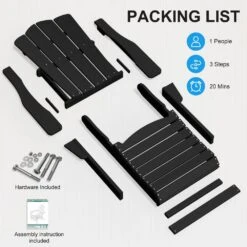 HDPE Classic Black Folding Plastic Adirondack Chair (1-Pack) -Jearey jearey plastic adirondack chairs psqwy black fa 1000