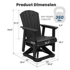 Plastic HDPE Resin Rocking Glider Chair Adirondack Swivel Outdoor Rocking Chair In Black -Jearey jearey plastic adirondack chairs qwyzy1 bk 40 1000