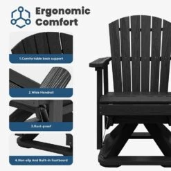 Plastic HDPE Resin Rocking Glider Chair Adirondack Swivel Outdoor Rocking Chair In Black -Jearey jearey plastic adirondack chairs qwyzy1 bk 76 1000