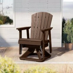 Plastic HDPE Resin Rocking Glider Chair Adirondack Swivel Outdoor Rocking Chair In Brown -Jearey jearey plastic adirondack chairs qwyzy1 bn 31 1000