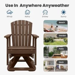 Plastic HDPE Resin Rocking Glider Chair Adirondack Swivel Outdoor Rocking Chair In Brown -Jearey jearey plastic adirondack chairs qwyzy1 bn 76 1000