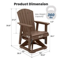 Plastic HDPE Resin Rocking Glider Chair Adirondack Swivel Outdoor Rocking Chair In Brown -Jearey jearey plastic adirondack chairs qwyzy1 bn c3 1000