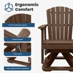 Plastic HDPE Resin Rocking Glider Chair Adirondack Swivel Outdoor Rocking Chair In Brown -Jearey jearey plastic adirondack chairs qwyzy1 bn fa 1000