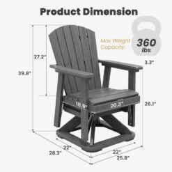 Plastic HDPE Resin Rocking Glider Chair Adirondack Swivel Outdoor Rocking Chair In Gray 12 Plastic HDPE Resin Rocking Glider Chair Adirondack Swivel Outdoor Rocking Chair In Gray -Jearey jearey plastic adirondack chairs qwyzy1 gy 40 1000