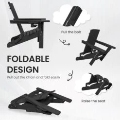 Classic Black Folding Plastic Adirondack Chair With Double Cup Holder -Jearey jearey plastic adirondack chairs sbthqy black 1f 1000