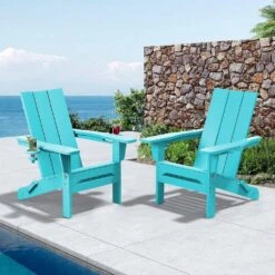 Classic Peacock Blue Folding Plastic Adirondack Chair With Double Cup Holder -Jearey jearey plastic adirondack chairs sbthqy kql 31 1000