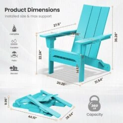 Classic Peacock Blue Folding Plastic Adirondack Chair With Double Cup Holder -Jearey jearey plastic adirondack chairs sbthqy kql 44 1000