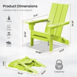 Classic Apple Green Folding Plastic Adirondack Chair With Double Cup Holder -Jearey jearey plastic adirondack chairs sbthqy pgl 44 1000