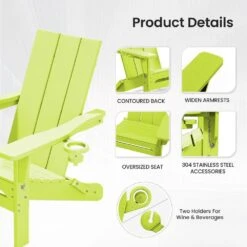 Classic Apple Green Folding Plastic Adirondack Chair With Double Cup Holder -Jearey jearey plastic adirondack chairs sbthqy pgl 4f 1000