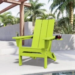Classic Apple Green Folding Plastic Adirondack Chair With Double Cup Holder -Jearey jearey plastic adirondack chairs sbthqy pgl c3 1000
