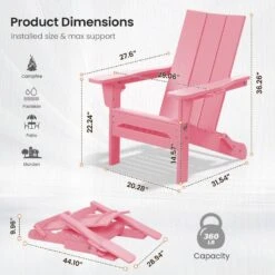 Classic Light Pink Folding Plastic Adirondack Chair With Double Cup Holder -Jearey jearey plastic adirondack chairs sbthqy qf 44 1000