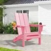 Classic Light Pink Folding Plastic Adirondack Chair With Double Cup Holder