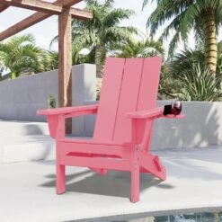 Classic Light Pink Folding Plastic Adirondack Chair With Double Cup Holder -Jearey jearey plastic adirondack chairs sbthqy qf c3 1000