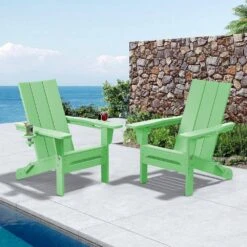 Classic Light Green Folding Plastic Adirondack Chair With Double Cup Holder -Jearey jearey plastic adirondack chairs sbthqy qgreen 31 1000