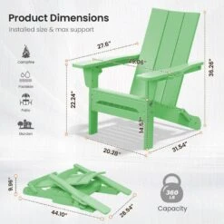 Classic Light Green Folding Plastic Adirondack Chair With Double Cup Holder -Jearey jearey plastic adirondack chairs sbthqy qgreen 44 1000