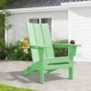 Classic Light Green Folding Plastic Adirondack Chair With Double Cup Holder