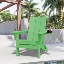 Classic Light Green Folding Plastic Adirondack Chair With Double Cup Holder -Jearey jearey plastic adirondack chairs sbthqy qgreen c3 1000