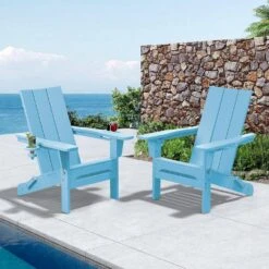 Classic Light Blue Folding Plastic Adirondack Chair With Double Cup Holder -Jearey jearey plastic adirondack chairs sbthqy ql 31 1000