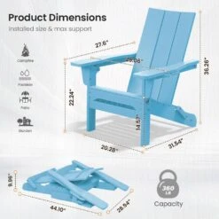 Classic Light Blue Folding Plastic Adirondack Chair With Double Cup Holder -Jearey jearey plastic adirondack chairs sbthqy ql 44 1000