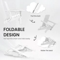 Classic White Folding Plastic Adirondack Chair With Double Cup Holder -Jearey jearey plastic adirondack chairs sbthqy white 1f 1000