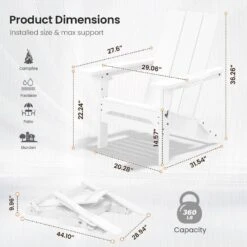 Classic White Folding Plastic Adirondack Chair With Double Cup Holder -Jearey jearey plastic adirondack chairs sbthqy white 44 1000