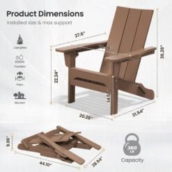 Classic Brownwood Folding Plastic Adirondack Chair With Double Cup Holder -Jearey jearey plastic adirondack chairs sbthqy zm 44 1000