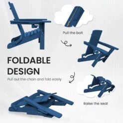 Classic Navy Blue Folding Plastic Adirondack Chair With Double Cup Holder -Jearey jearey plastic adirondack chairs sbthqy zq 1f 1000