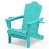 Classic Outdoor HDPE Folding Plastic Adirondack Chair With 2 Cup Holders In Aruba Blue (Set Of 1)