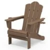 Classic Outdoor HDPE Folding Plastic Adirondack Chair With 2 Cup Holders In Brown (Set Of 1)