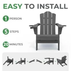 Classic Outdoor HDPE Folding Plastic Adirondack Chair With 2 Cup Holders In Gray (Set Of 1) 10 Classic Outdoor HDPE Folding Plastic Adirondack Chair With 2 Cup Holders In Gray (Set Of 1) -Jearey jearey plastic adirondack chairs sbtydy gray 1f 1000