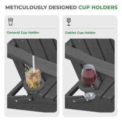 Classic Outdoor HDPE Folding Plastic Adirondack Chair With 2 Cup Holders In Gray (Set Of 1) 12 Classic Outdoor HDPE Folding Plastic Adirondack Chair With 2 Cup Holders In Gray (Set Of 1) -Jearey jearey plastic adirondack chairs sbtydy gray fa 1000