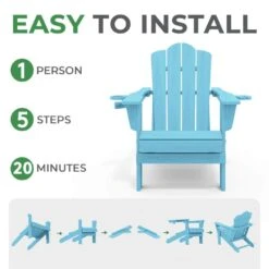 Classic Outdoor HDPE Folding Plastic Adirondack Chair With 2 Cup Holders In Light Blue (Set Of 1) 10 Classic Outdoor HDPE Folding Plastic Adirondack Chair With 2 Cup Holders In Light Blue (Set Of 1) -Jearey jearey plastic adirondack chairs sbtydy lblue 1f 1000