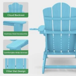 Classic Outdoor HDPE Folding Plastic Adirondack Chair With 2 Cup Holders In Light Blue (Set Of 1) 11 Classic Outdoor HDPE Folding Plastic Adirondack Chair With 2 Cup Holders In Light Blue (Set Of 1) -Jearey jearey plastic adirondack chairs sbtydy lblue 44 1000