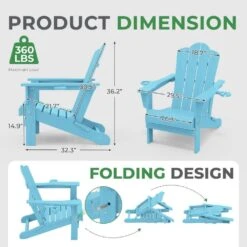 Classic Outdoor HDPE Folding Plastic Adirondack Chair With 2 Cup Holders In Light Blue (Set Of 1) 9 Classic Outdoor HDPE Folding Plastic Adirondack Chair With 2 Cup Holders In Light Blue (Set Of 1) -Jearey jearey plastic adirondack chairs sbtydy lblue 4f 1000