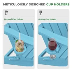 Classic Outdoor HDPE Folding Plastic Adirondack Chair With 2 Cup Holders In Light Blue (Set Of 1) 12 Classic Outdoor HDPE Folding Plastic Adirondack Chair With 2 Cup Holders In Light Blue (Set Of 1) -Jearey jearey plastic adirondack chairs sbtydy lblue fa 1000