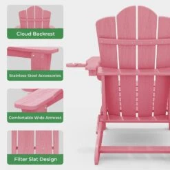 Classic Outdoor HDPE Folding Plastic Adirondack Chair With 2 Cup Holders In Pink (Set Of 1) 11 Classic Outdoor HDPE Folding Plastic Adirondack Chair With 2 Cup Holders In Pink (Set Of 1) -Jearey jearey plastic adirondack chairs sbtydy pink 44 1000